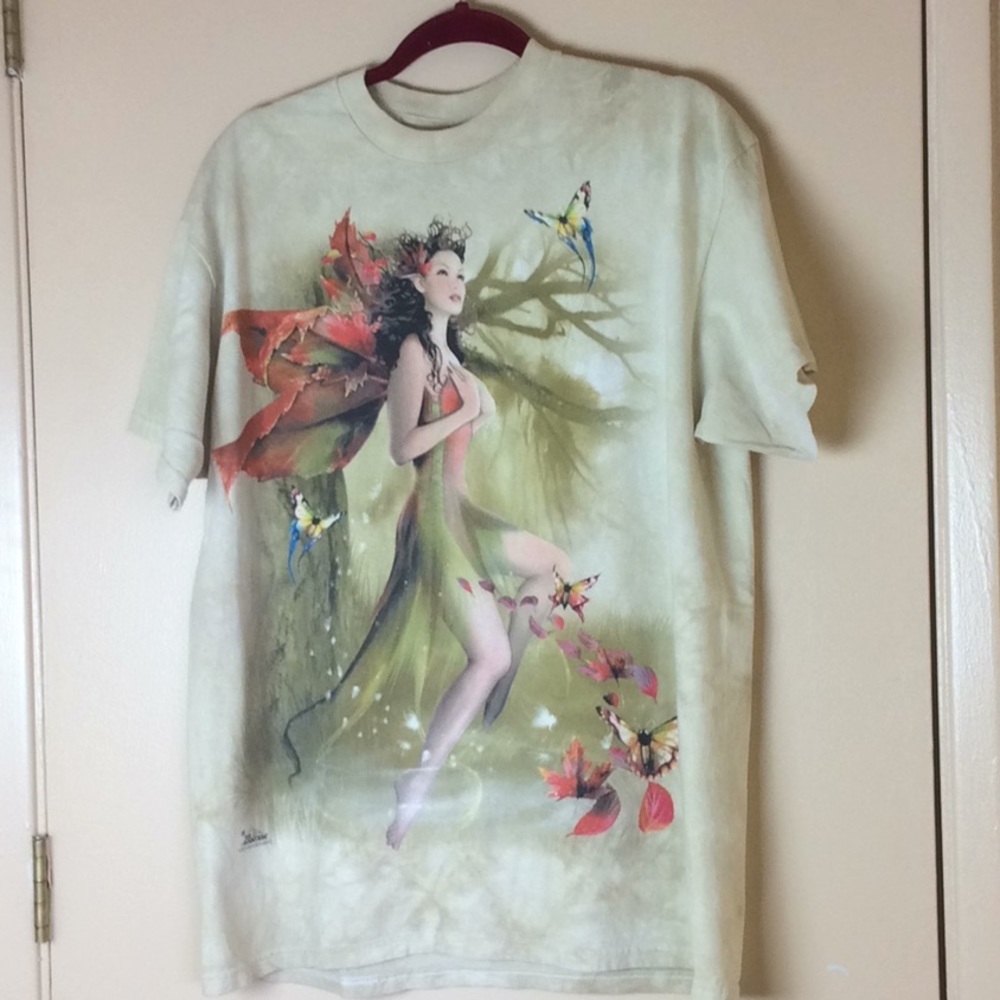 Fairy T-shirt, xl, cream, green, orange.  Like new